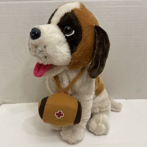 Calplush St Bernard Plush Stuffed Animal Recue Medic Dog Barrel 12”